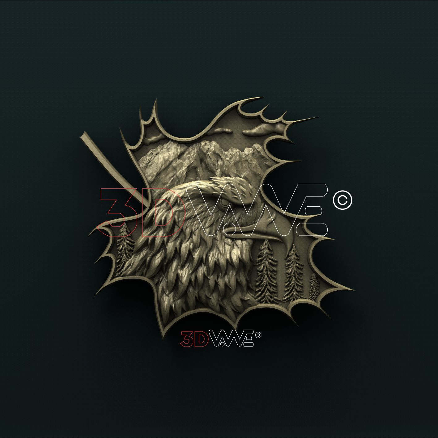 EAGLE ON LEAF 3D STL 3DWave