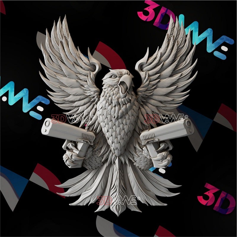 EAGLE WITH GUNS 3d stl 3DWave.us