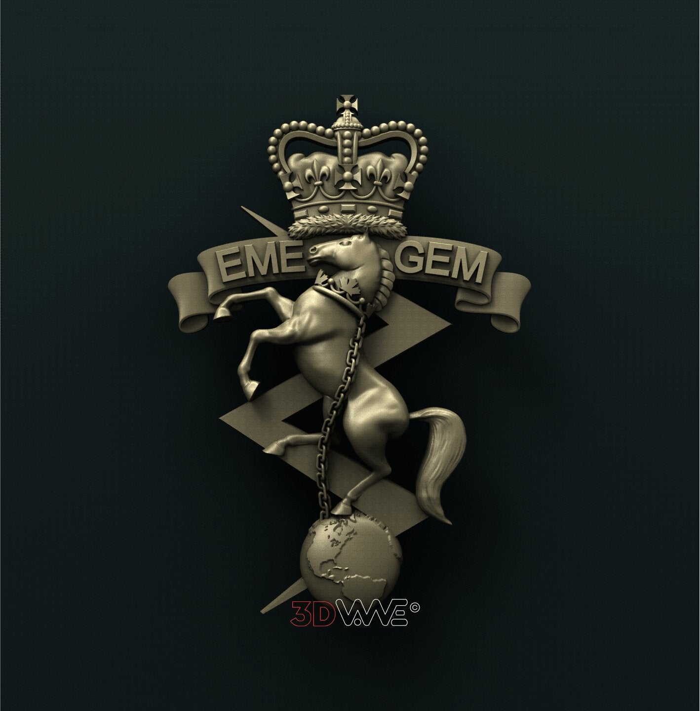 ELECTRICAL AND MECHANICAL ENGINEERING BRANCH BADGE, CANADIAN FORCES 3D STL 3DWave