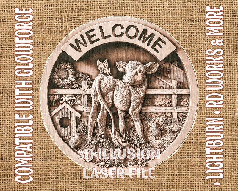 Farm welcome sign 3d illusion & laser-ready files - 3DWave.us