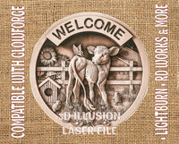 Thumbnail for Farm welcome sign 3d illusion & laser-ready files - 3DWave.us
