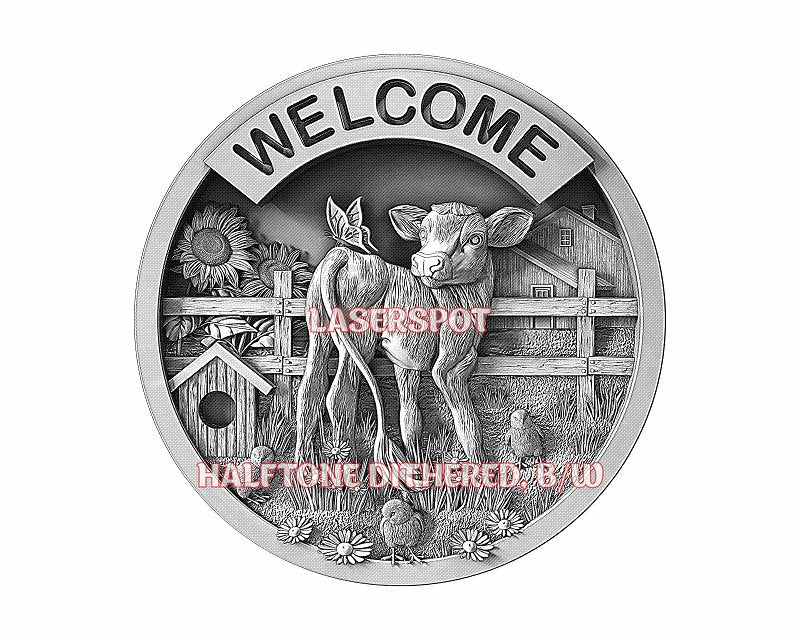 Farm welcome sign 3d illusion & laser-ready files - 3DWave.us