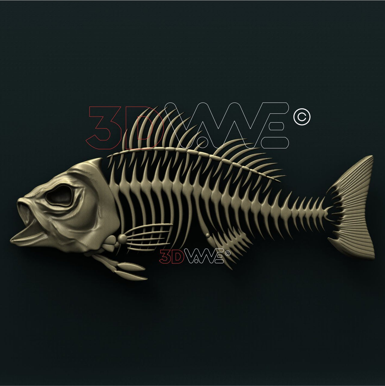 FISH SKELETON SIGN 3D STL 3DWave