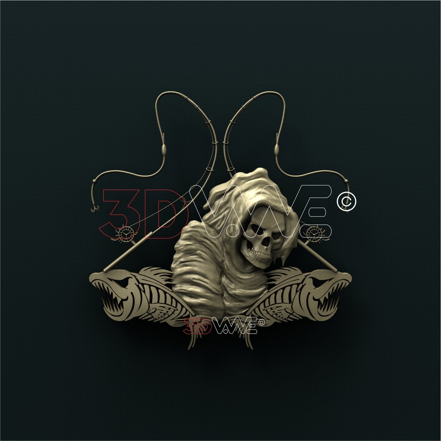 FISHING SKULL 3D STL 3DWave