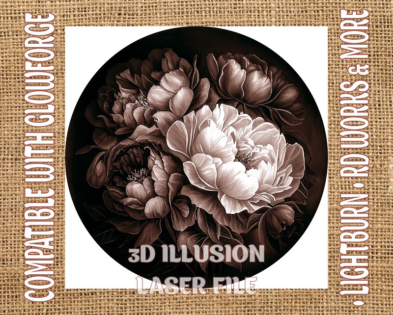 Flowers 3d illusion & laser-ready files - 3DWave.us