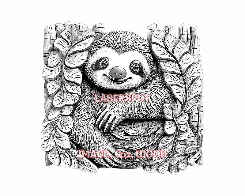 Funny sloth 3d illusion & laser-ready files - 3DWave.us