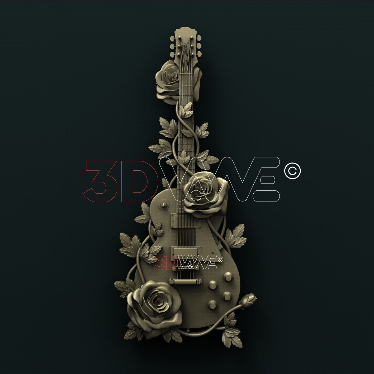 GUITAR AND ROSES 3D STL 3DWave