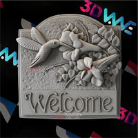 Thumbnail for HUMMINGBIRD WELCOME SIGN 3d stl 3DWave.us