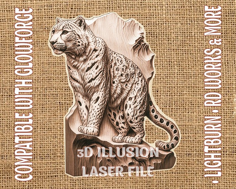 Leopard 3d illusion & laser-ready files - 3DWave.us