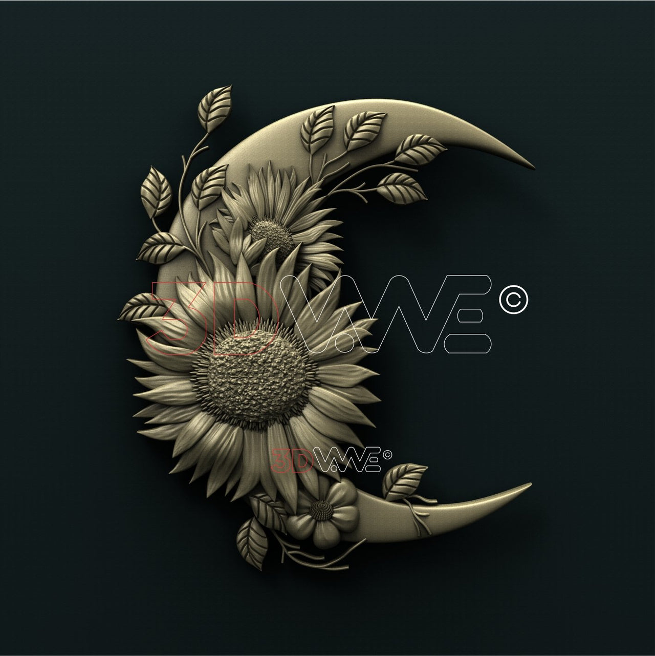 MOON AND SUNFLOWERS 3D STL 3DWave