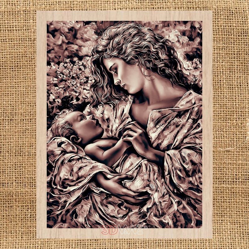 MOTHER AND CHILD laser-ready grayscale file 3DWave.us