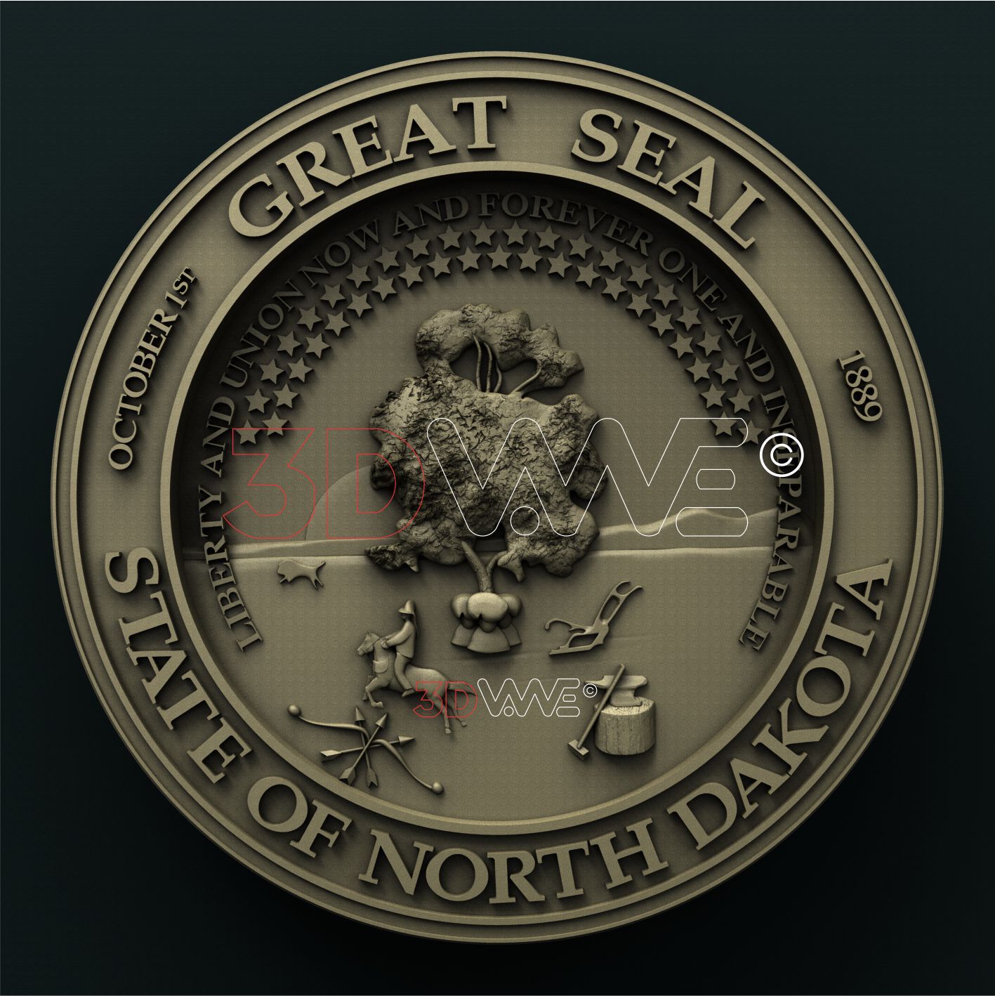 NORTH DAKOTA STATE SEAL 3D STL 3DWave.us