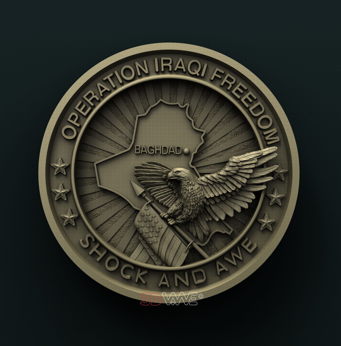OPERATION IRAQI FREEDOM MEDALLION 3D STL 3DWave