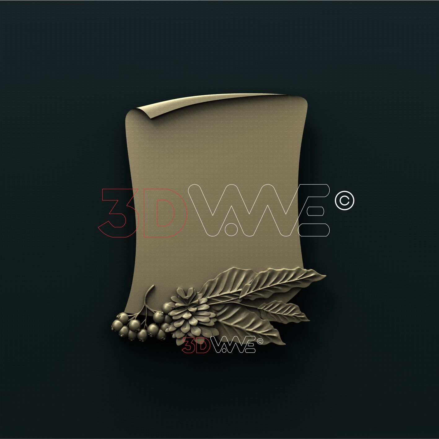 PARCHMENT WITH LEAVES 3D STL 3DWave