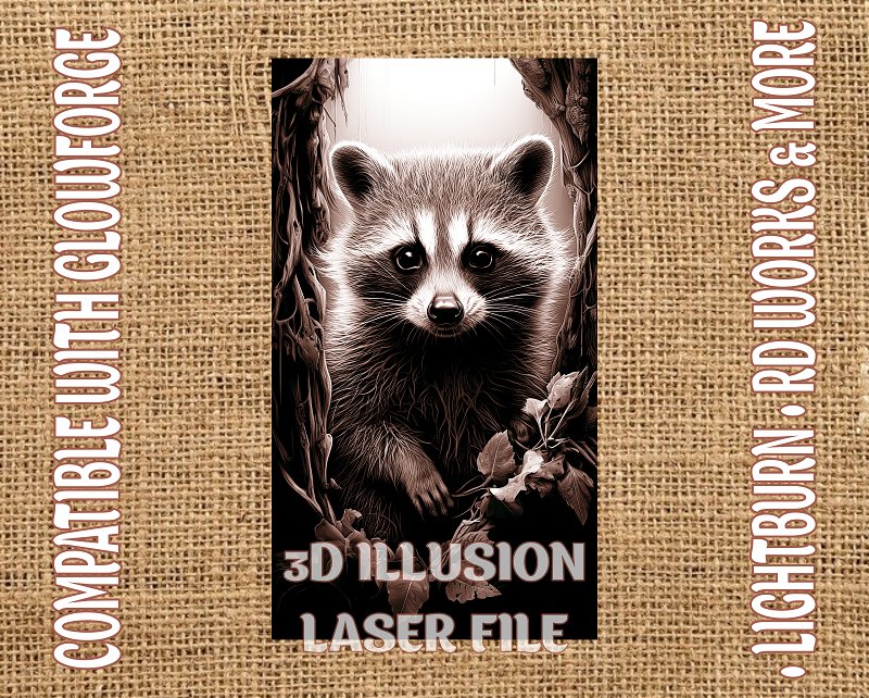 Raccoon 3d illusion & laser-ready files - 3DWave.us