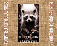 Thumbnail for Raccoon 3d illusion & laser-ready files - 3DWave.us