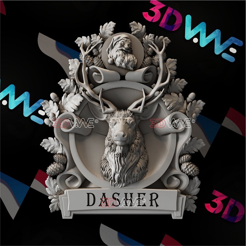 SANTA CLAUS & REINDEER 3d stl 3DWave.us