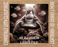 Thumbnail for Sea turtle 3d illusion & laser-ready files - 3DWave.us