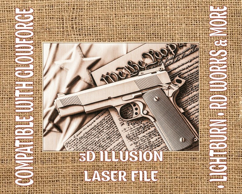 Second amendment 3d illusion & laser-ready files - 3DWave.us
