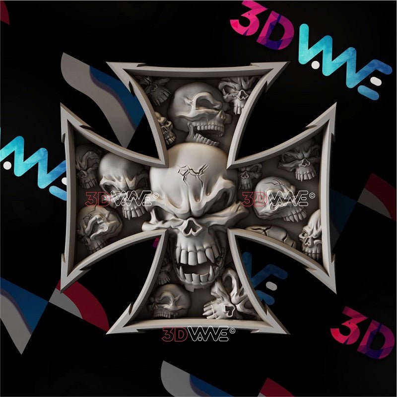 SKULL CROSS 3d stl 3DWave.us