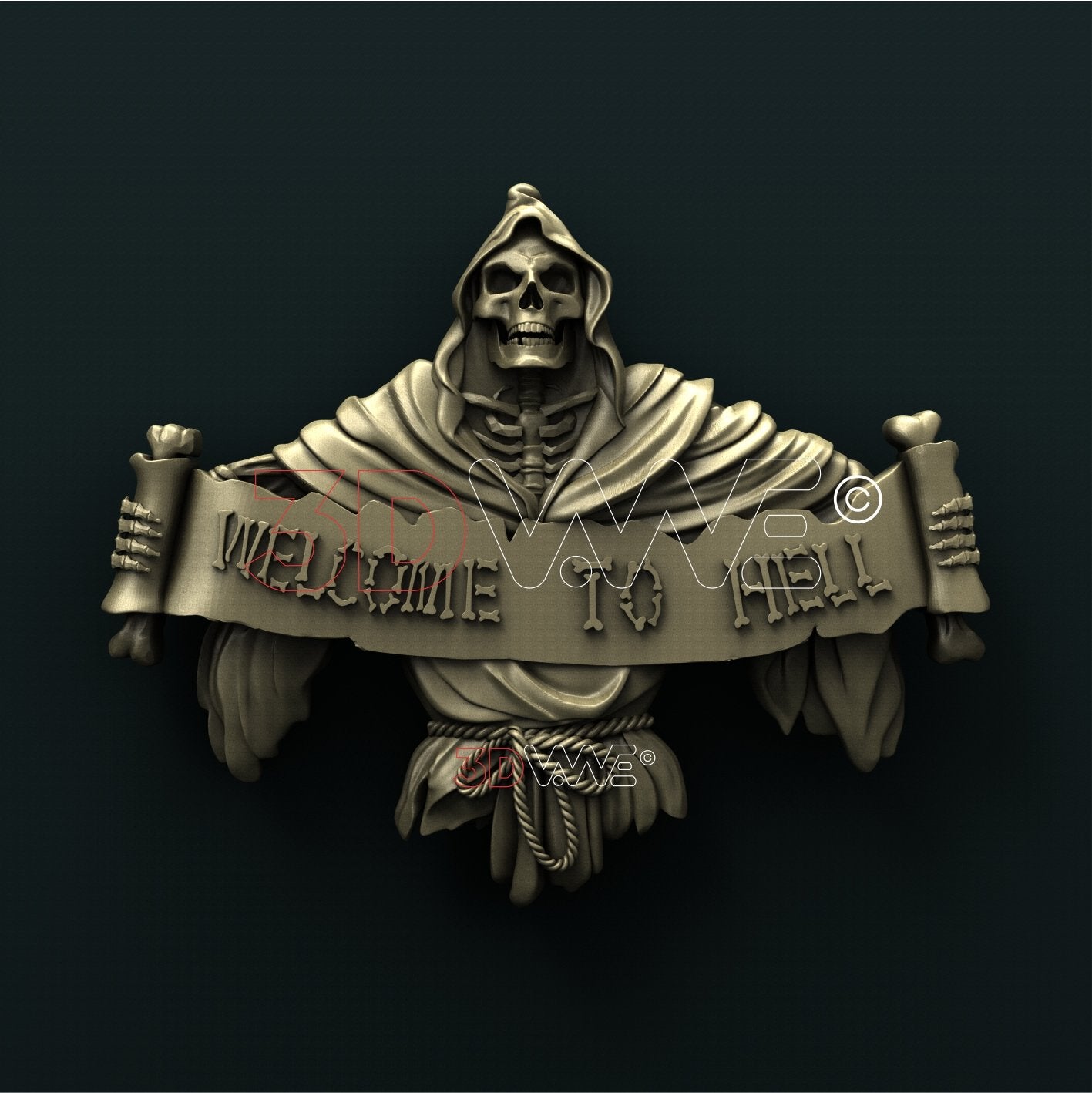 SKULL WELCOME SIGN 3D STL 3DWave