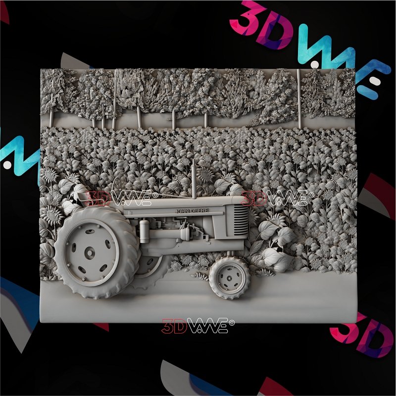 TRACTOR IN SUNFLOWER 3d stl 3DWave.us