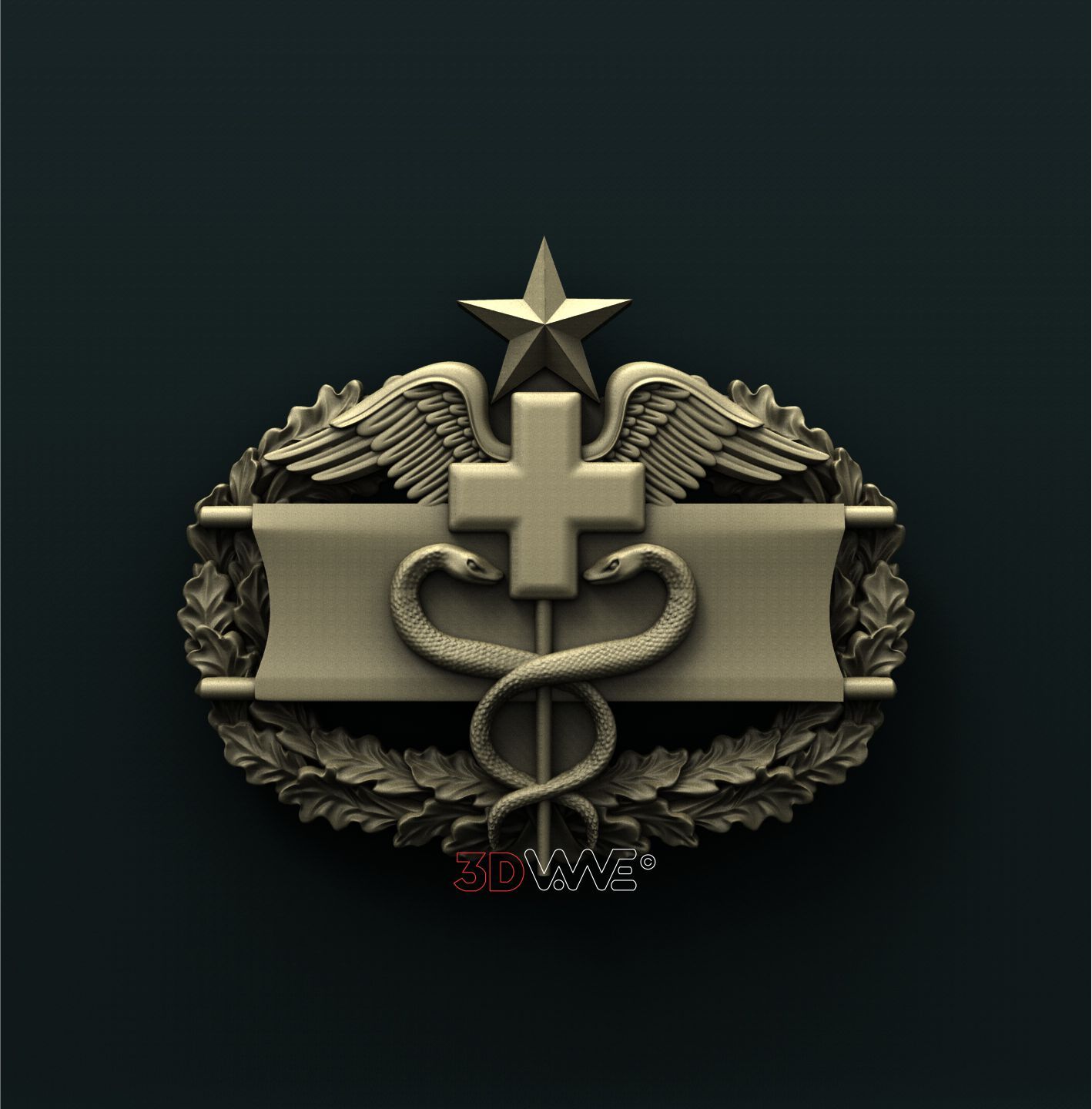 US ARMY COMBAT MEDICAL 2nd AWARD BADGE 3D STL 3DWave