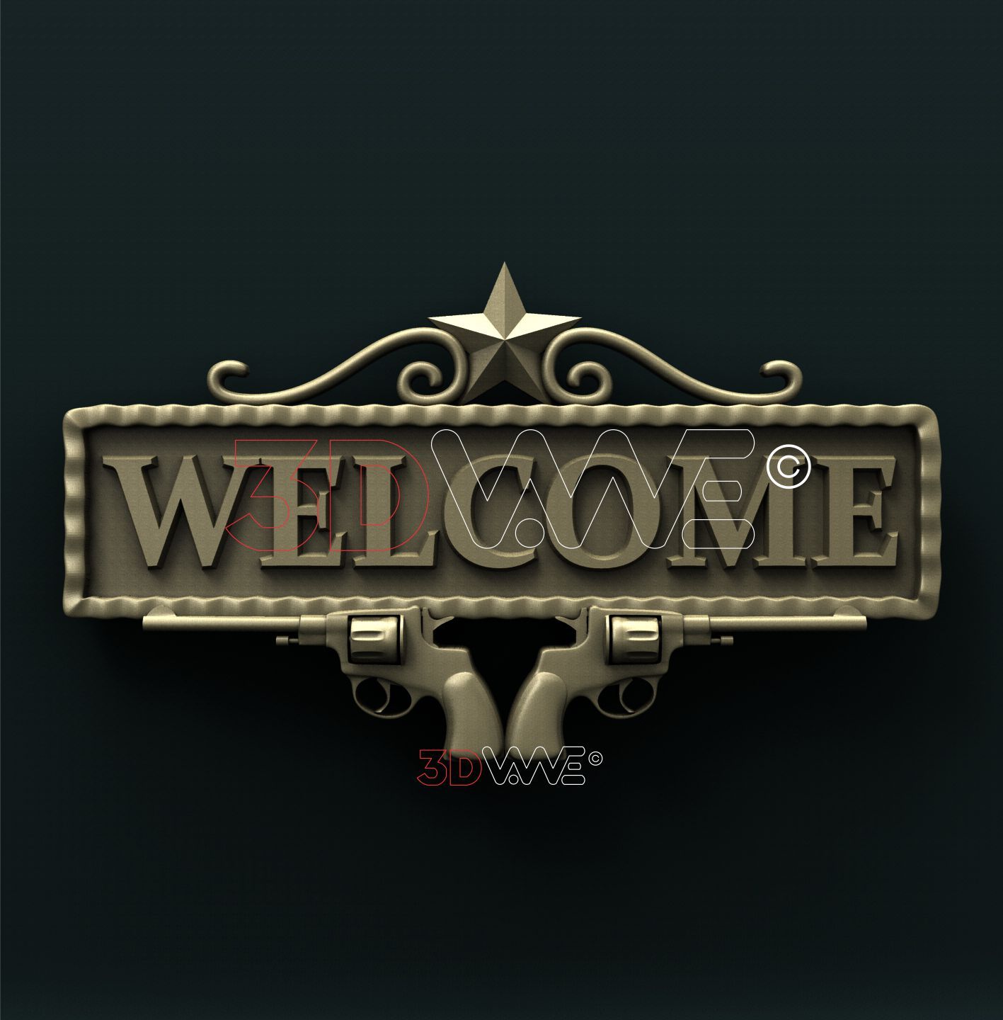 WESTERN WELCOME SIGN 3D STL 3DWave