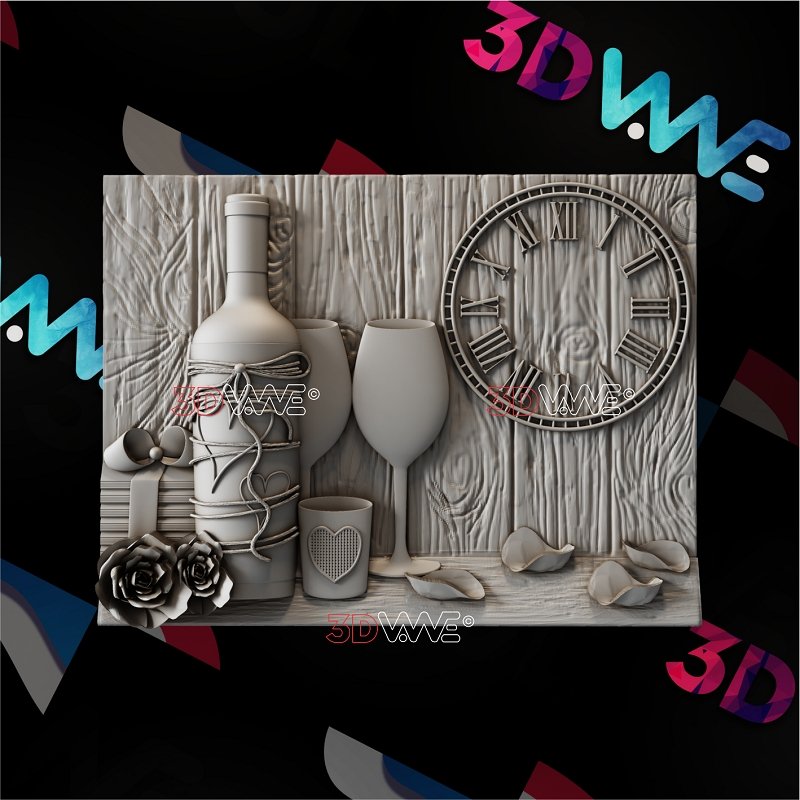 WINE CLOCK 3D STL 3DWave
