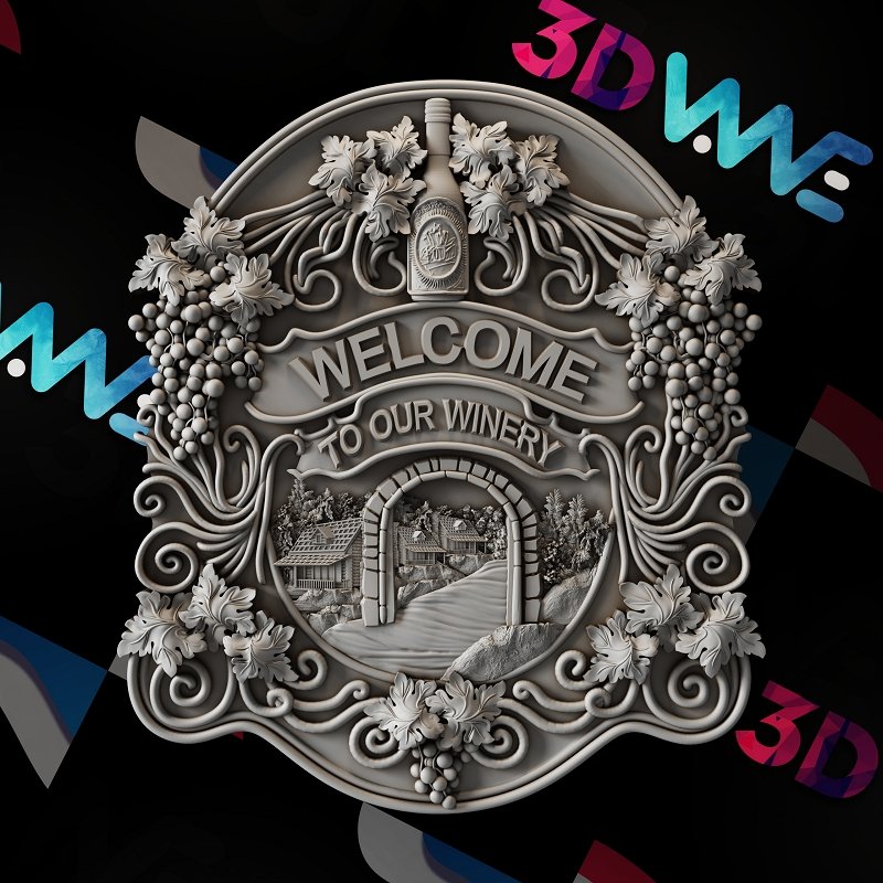 WINERY SIGN 3d stl - 3DWave.us