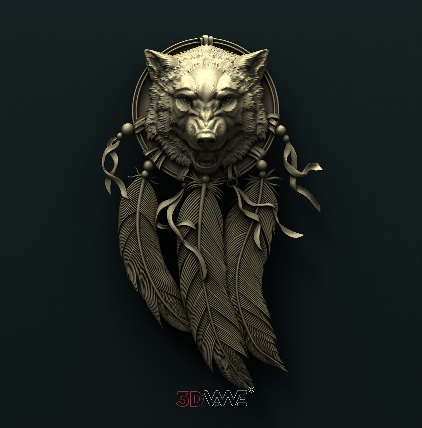 WOLF DREAM CATCHER 3D STL 3DWave