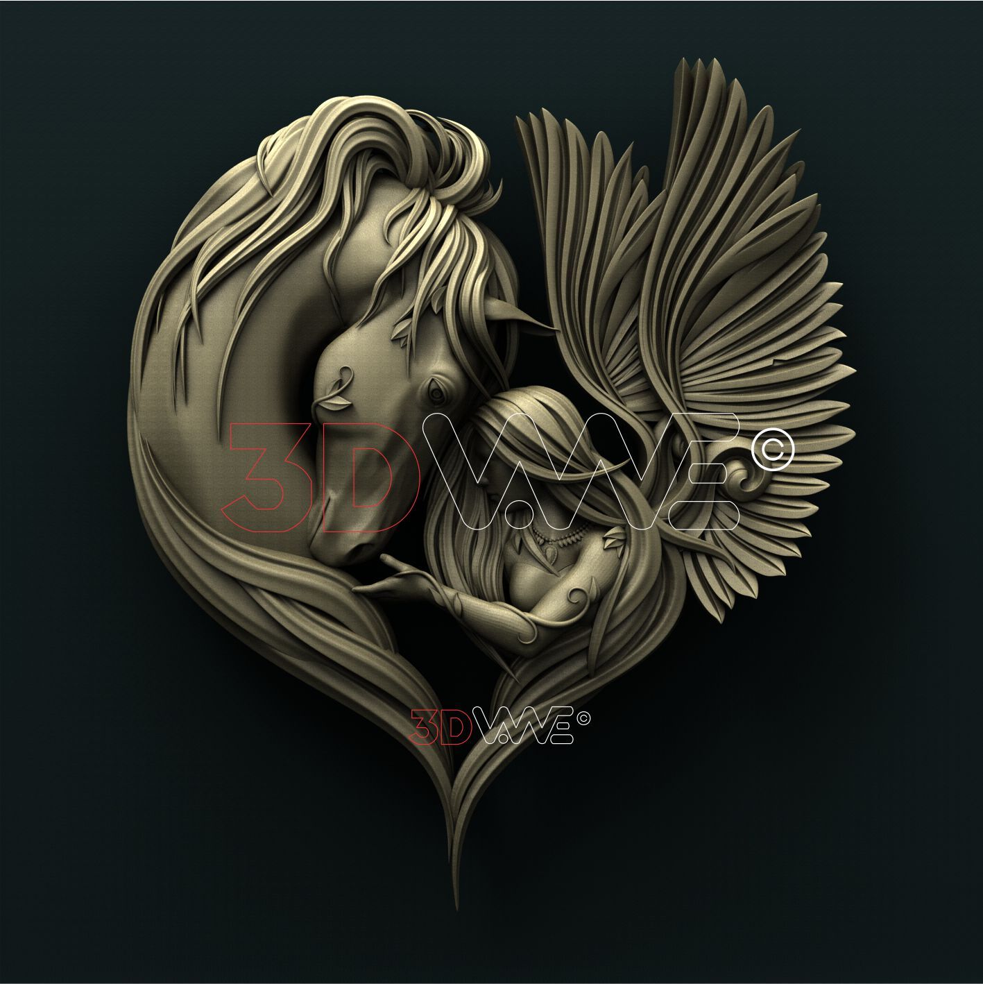 WOMAN AND HORSE 3D STL 3DWave