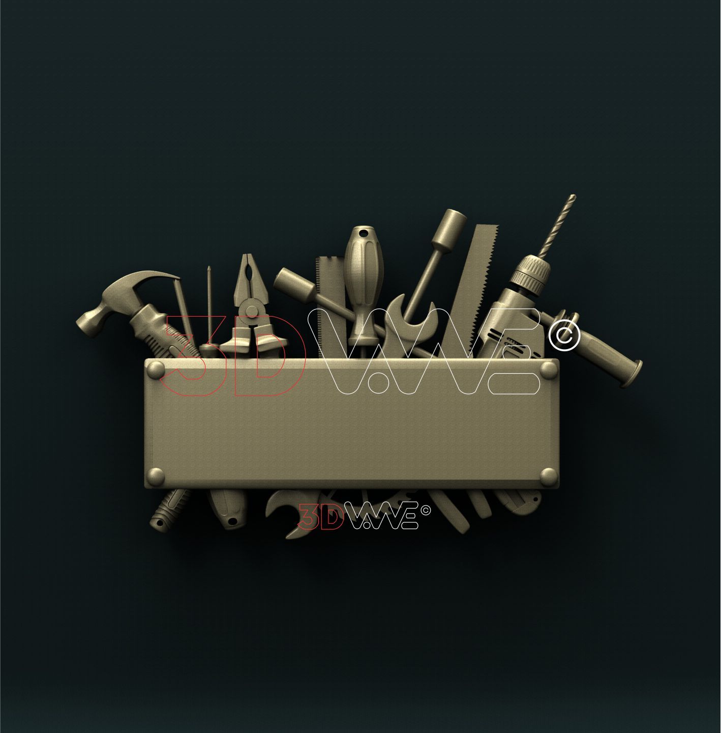 WORKSHOP SHIELD WITH TOOLS 3D STL 3DWave