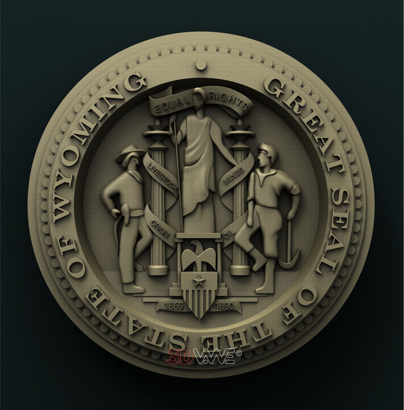 WYOMING STATE SEAL 3D STL 3DWave