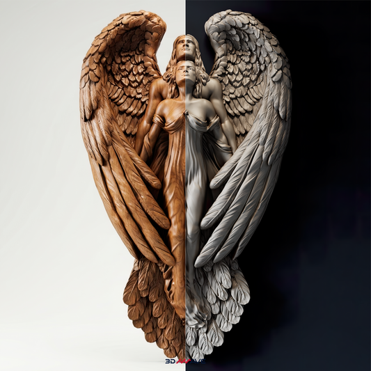 Guardian Angel STL | CNC 3D Model | Religious Relief for Wood Carving - 3DWave.us