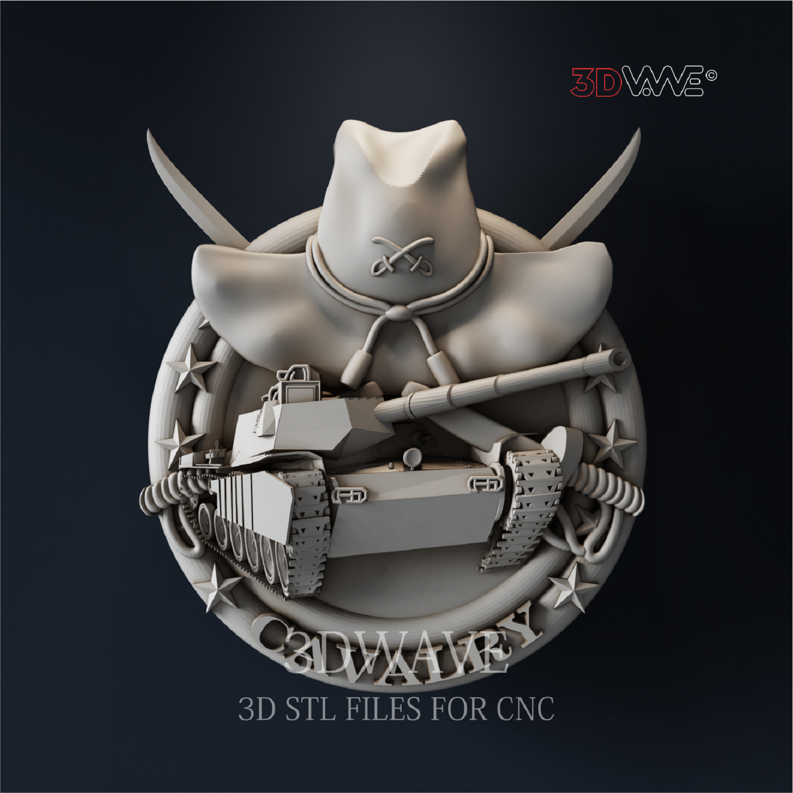 Armored Cavalry Tank Emblem - 3D Model for CNC | US Army Tank Badge STL File - 3DWave.us