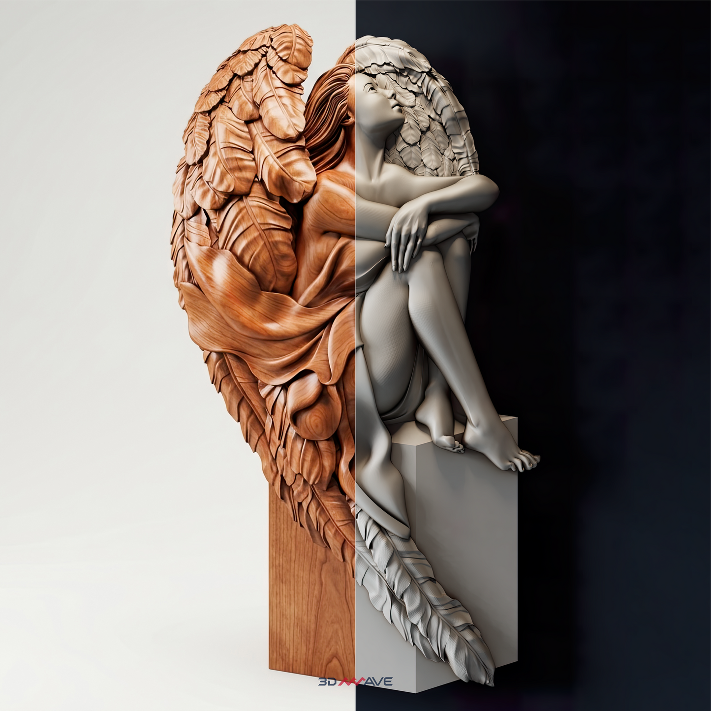 Angel STL File | CNC Relief Model for Wood Carving