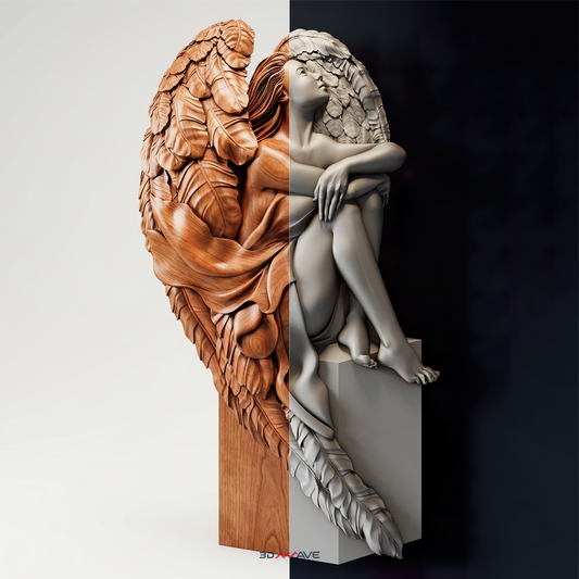Angel STL File | CNC Relief Model for Wood Carving