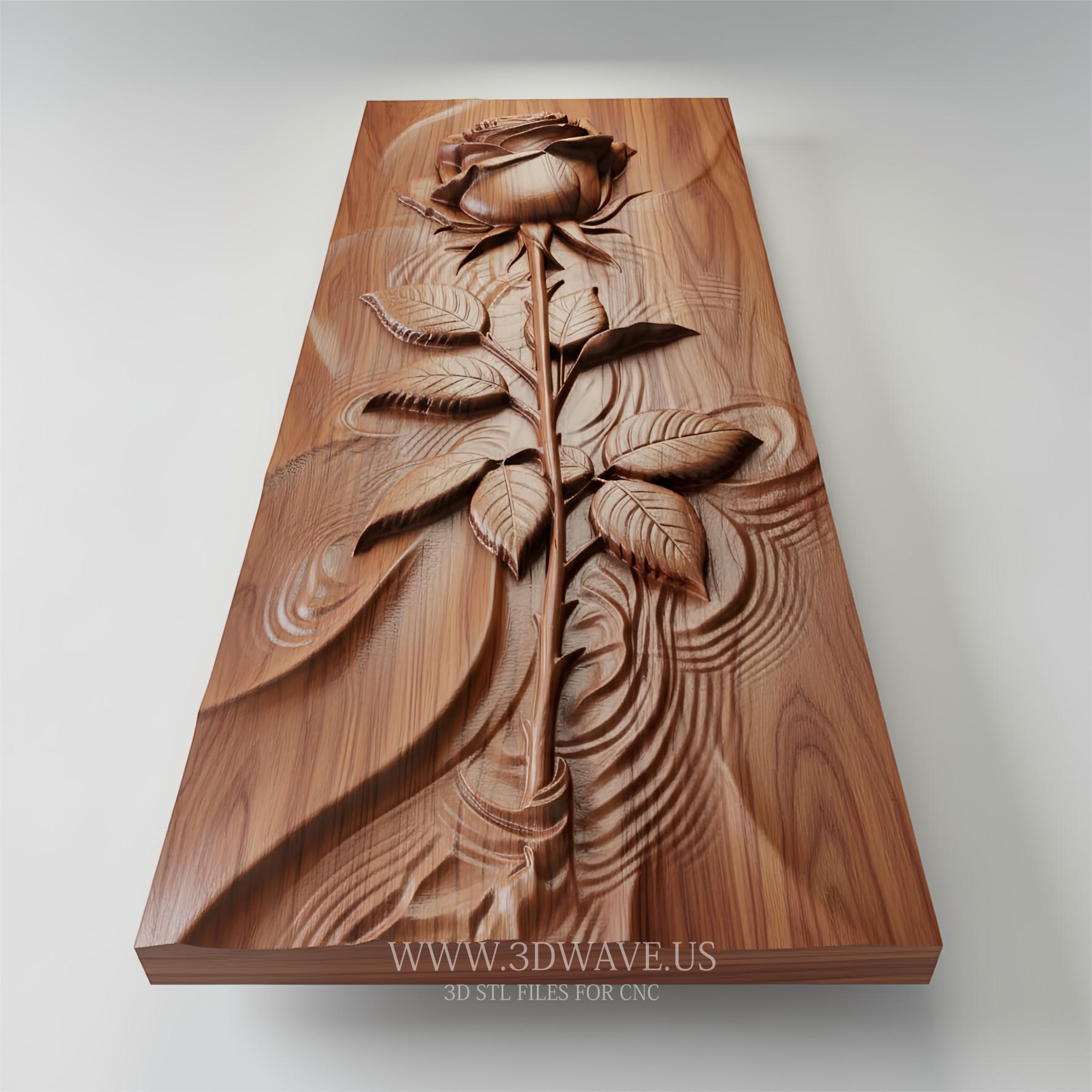 Rose STL File CNC | Rose Wall Decor Panel - 3DWave.us