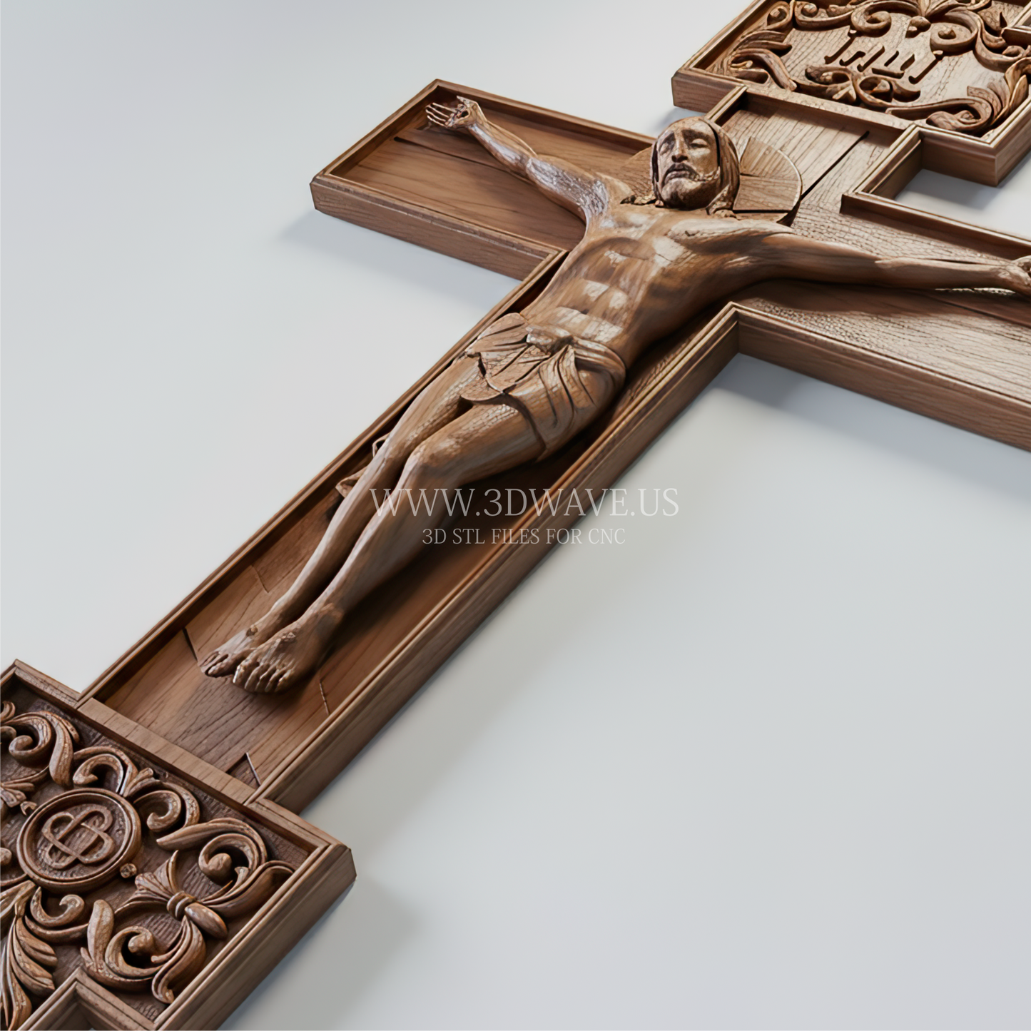 Orthodox Crucifix STL. Jesus on Cross. Sacred Wall Art. CNC Wood Carving - 3DWave.us