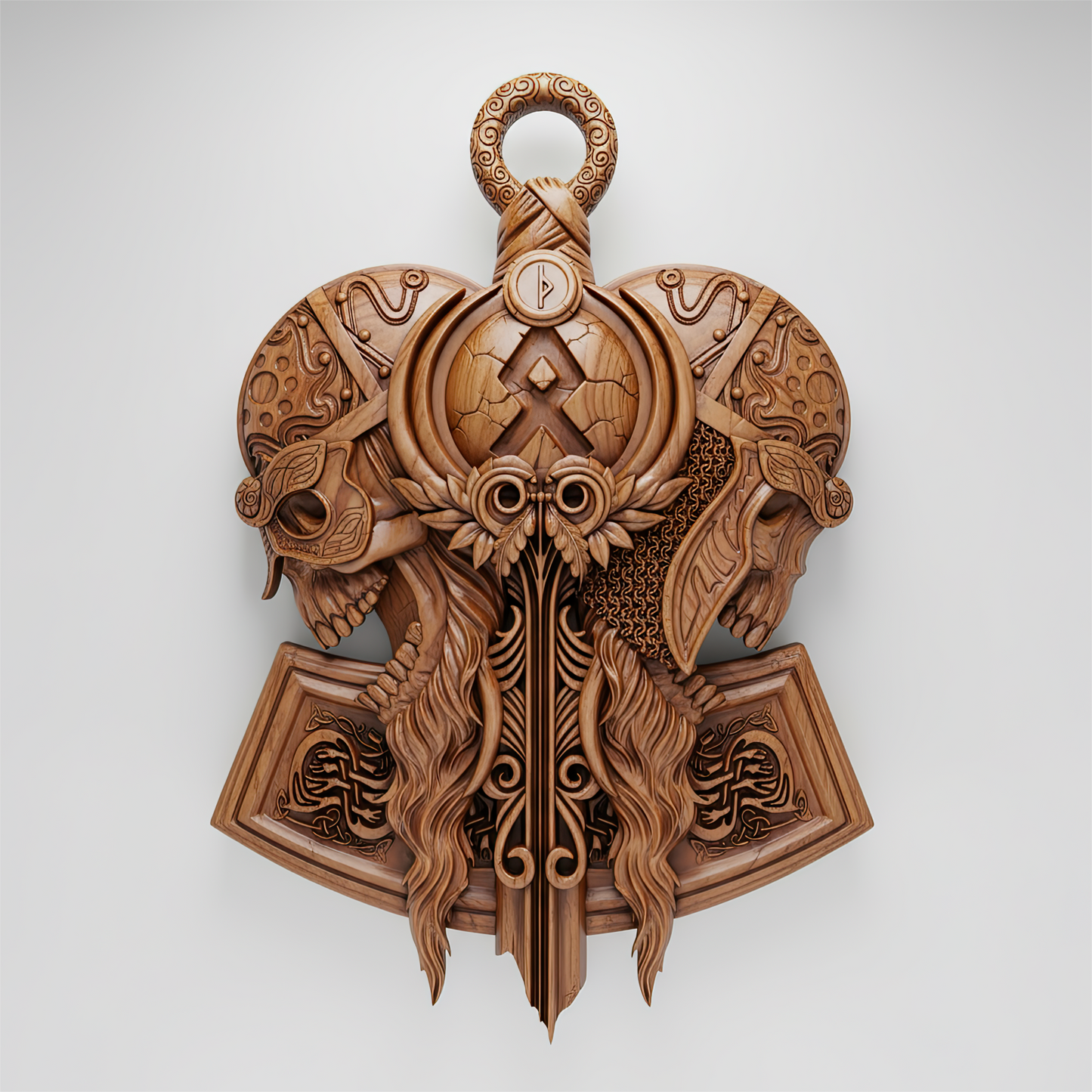Viking Skull STL CNC | 3D Wood Carving Relief & Nordic Wall Decor - 3DWave.us
