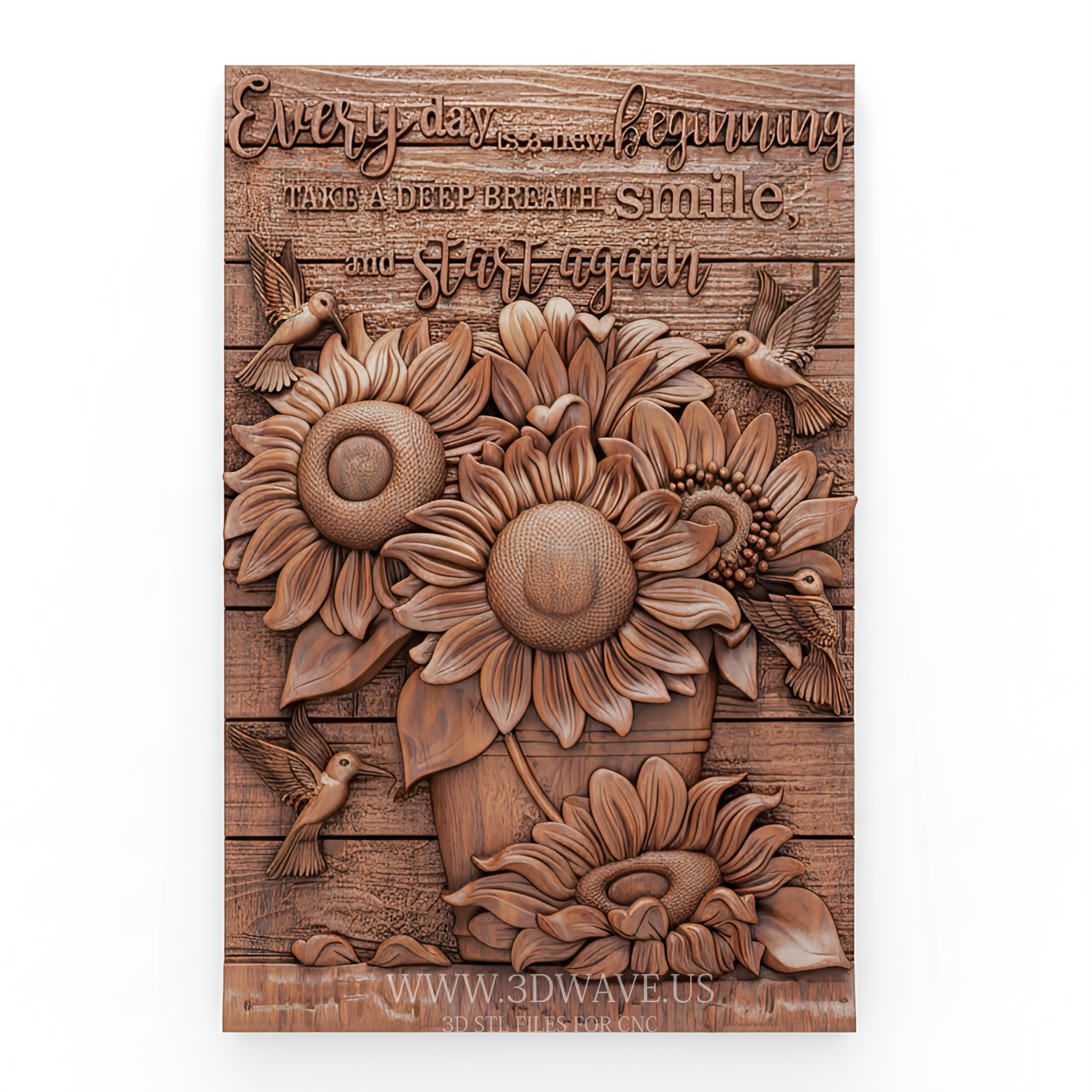 sunflower wall art cnc relief stl wood carving for rustic wall decor