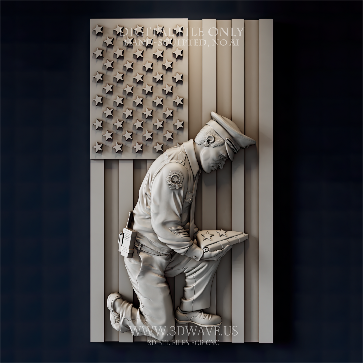 Police STL File, Fallen Officer Relief STL | Law Enforcement CNC Model - 3DWave.us