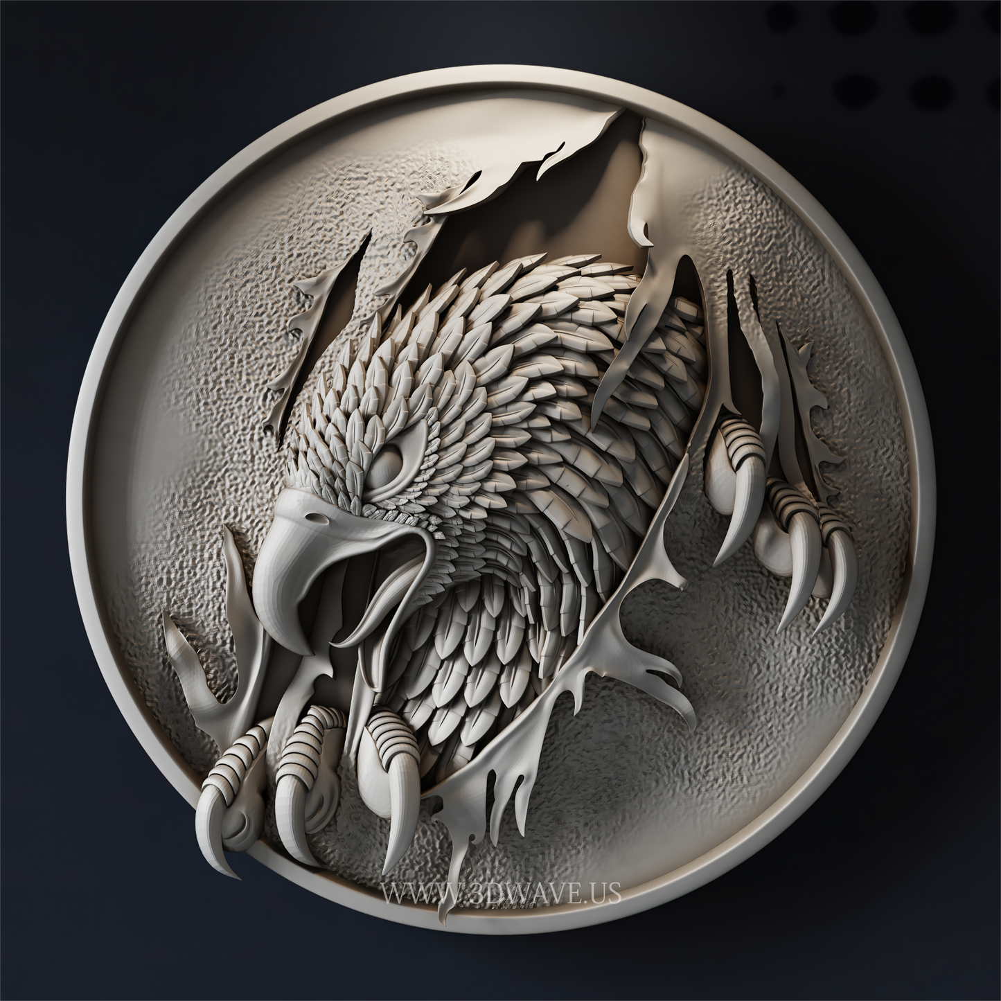 Eagle STL File | CNC Eagle Relief | 3D Round Wall Art Wood Carving Design
