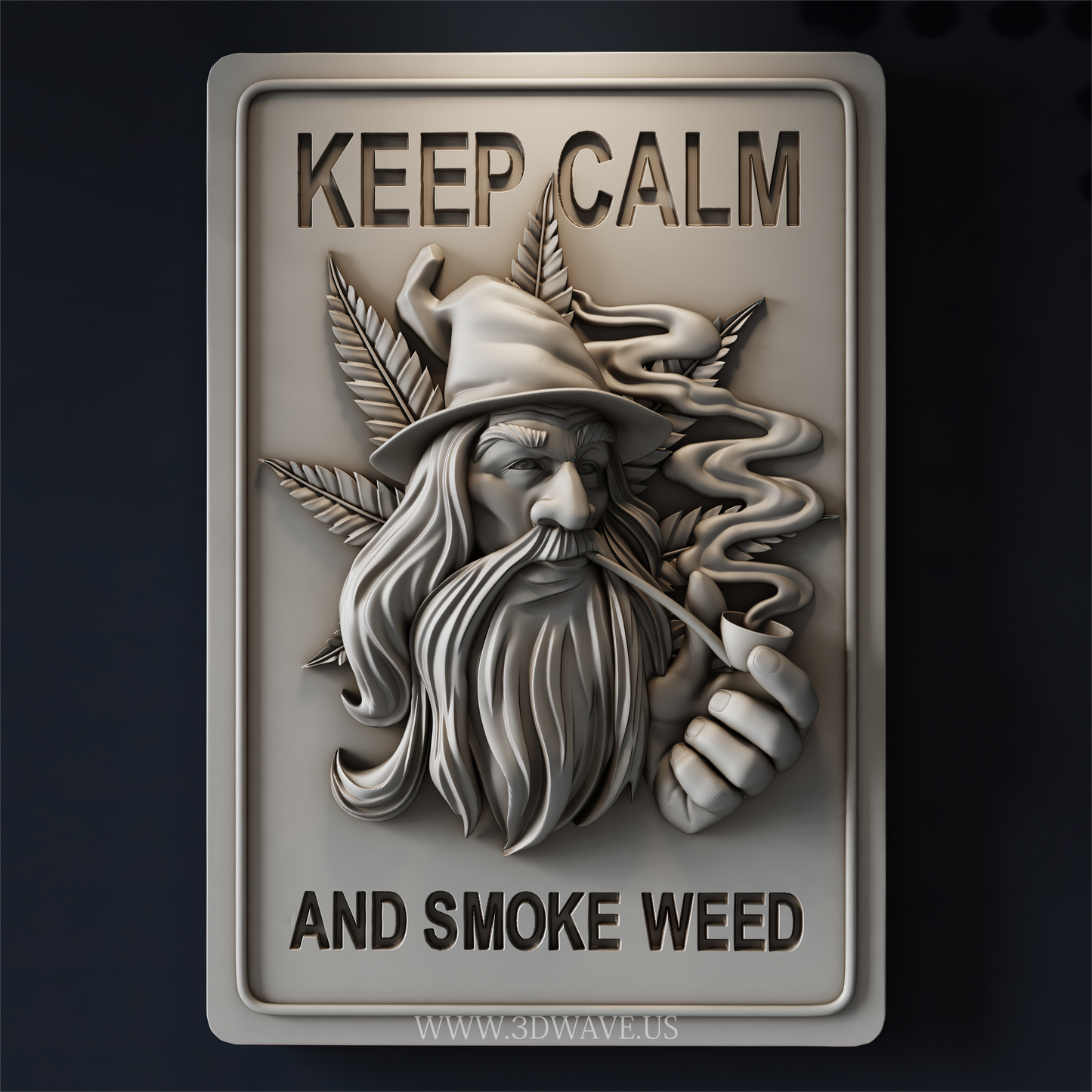 Stoner Wall Art STL | Cannabis Wizard Relief | Funny 3d Wall Sign & CNC Wood Carving Design - 3DWave.us
