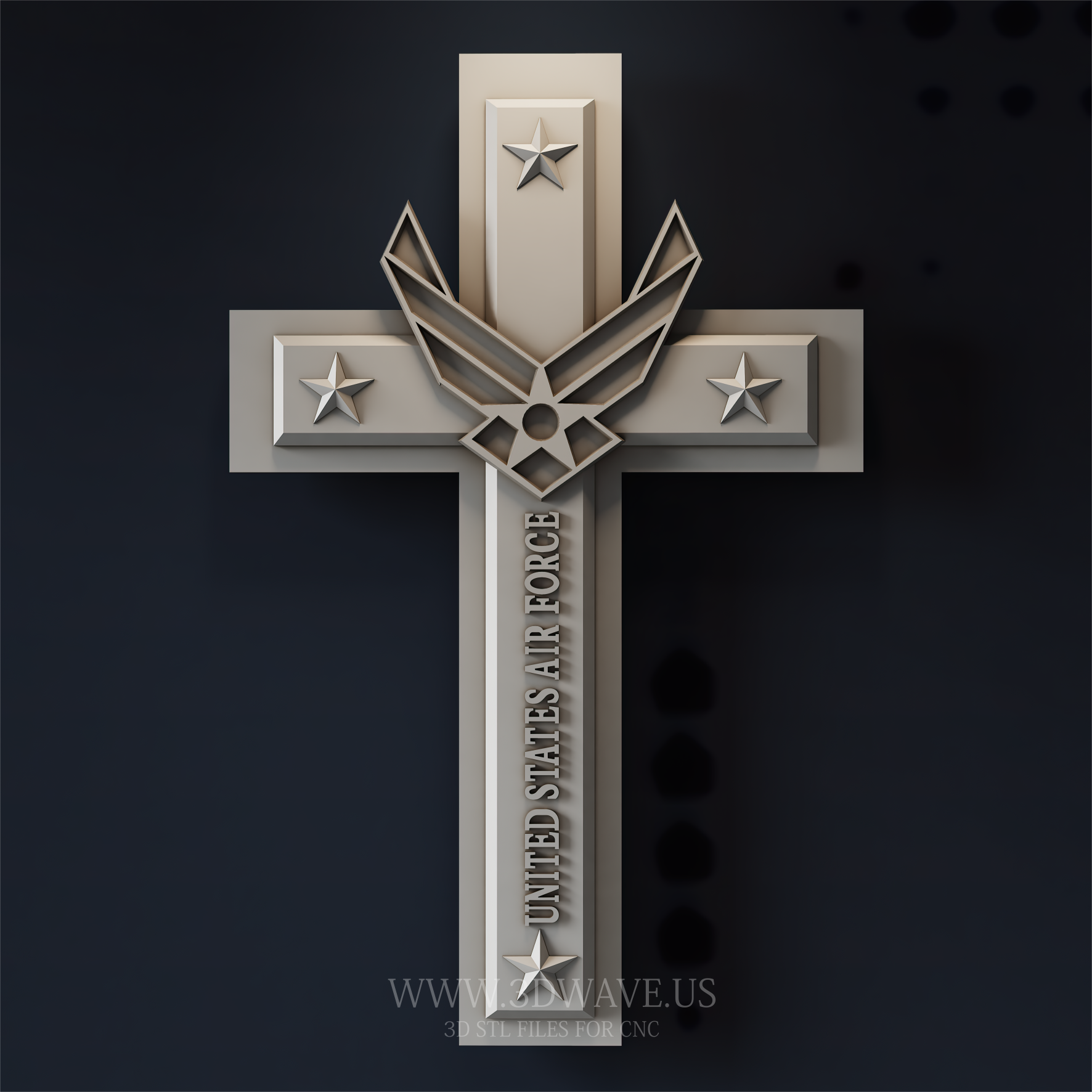 USAF Military Cross STL File | Patriotic Wall Art & Man Cave Decor | Veteran Gift. - 3DWave.us