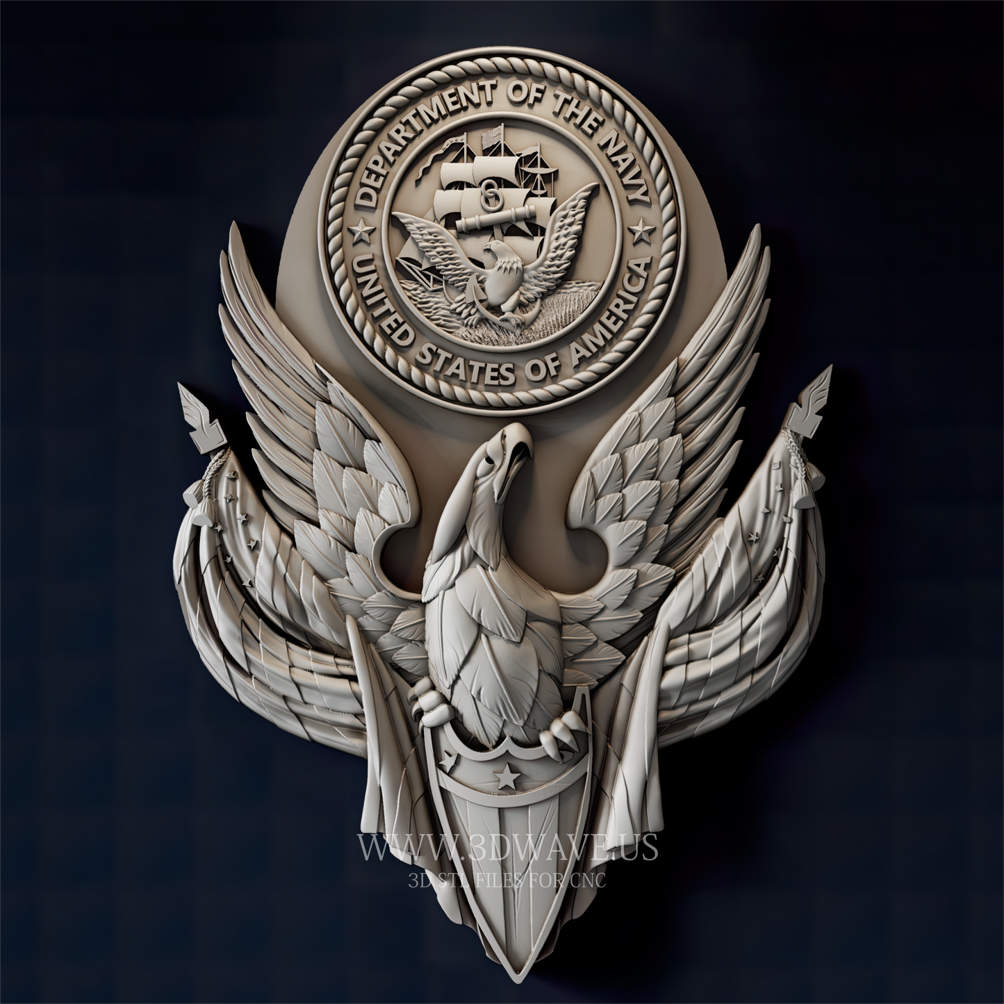 US Navy Seal - 3D Model for CNC | Department of the Navy STL - 3DWave.us