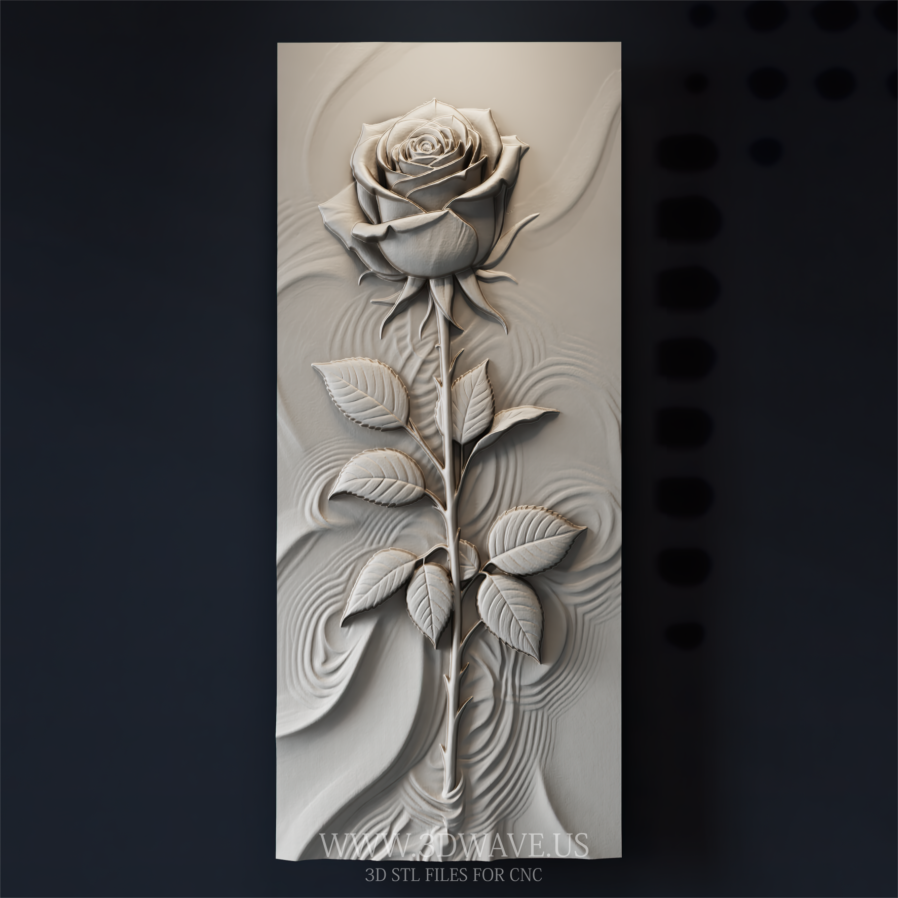 Rose STL File CNC | Rose Wall Decor Panel - 3DWave.us