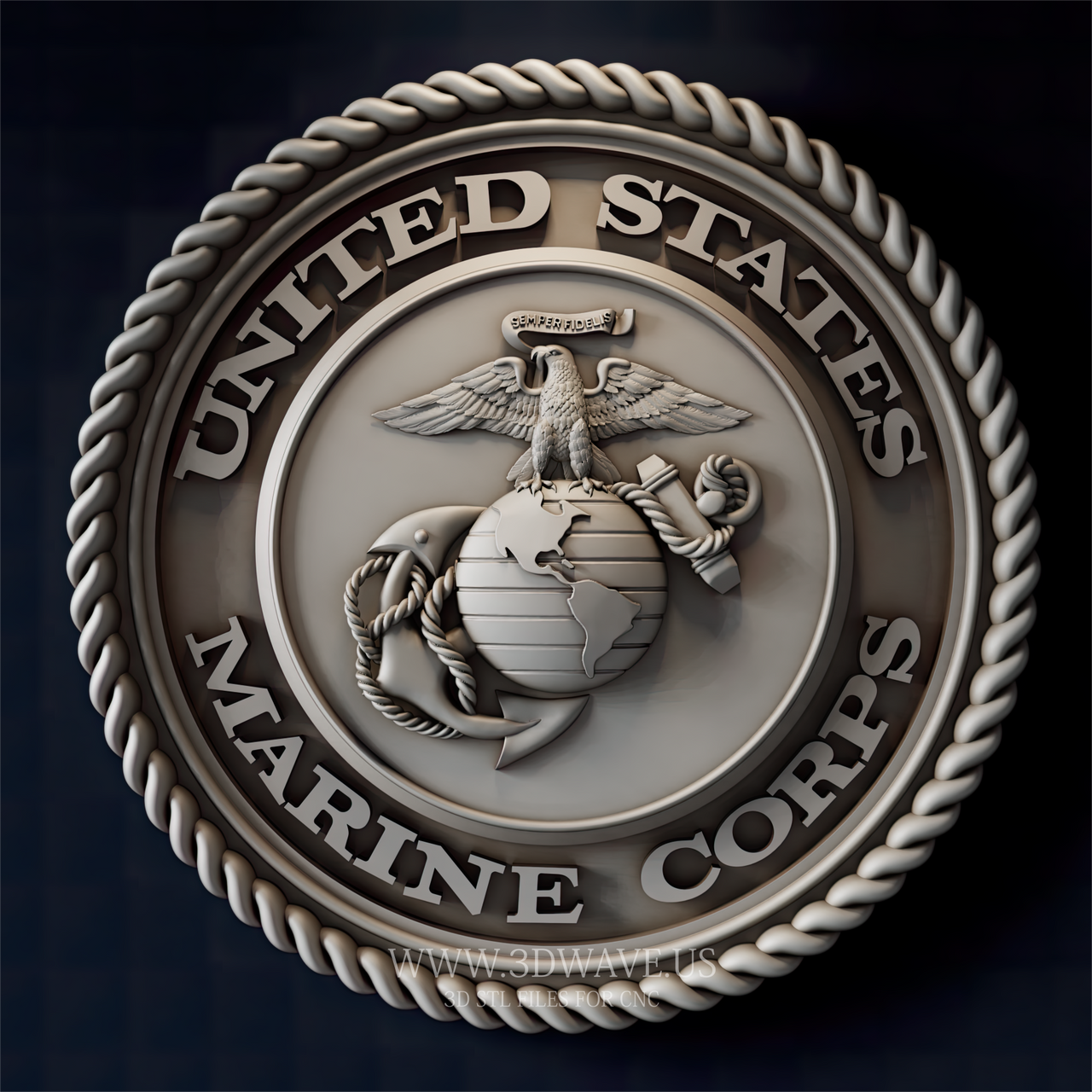 CNC Eagle Relief STL – US Marine Corps Emblem Wood Carving File - 3DWave.us