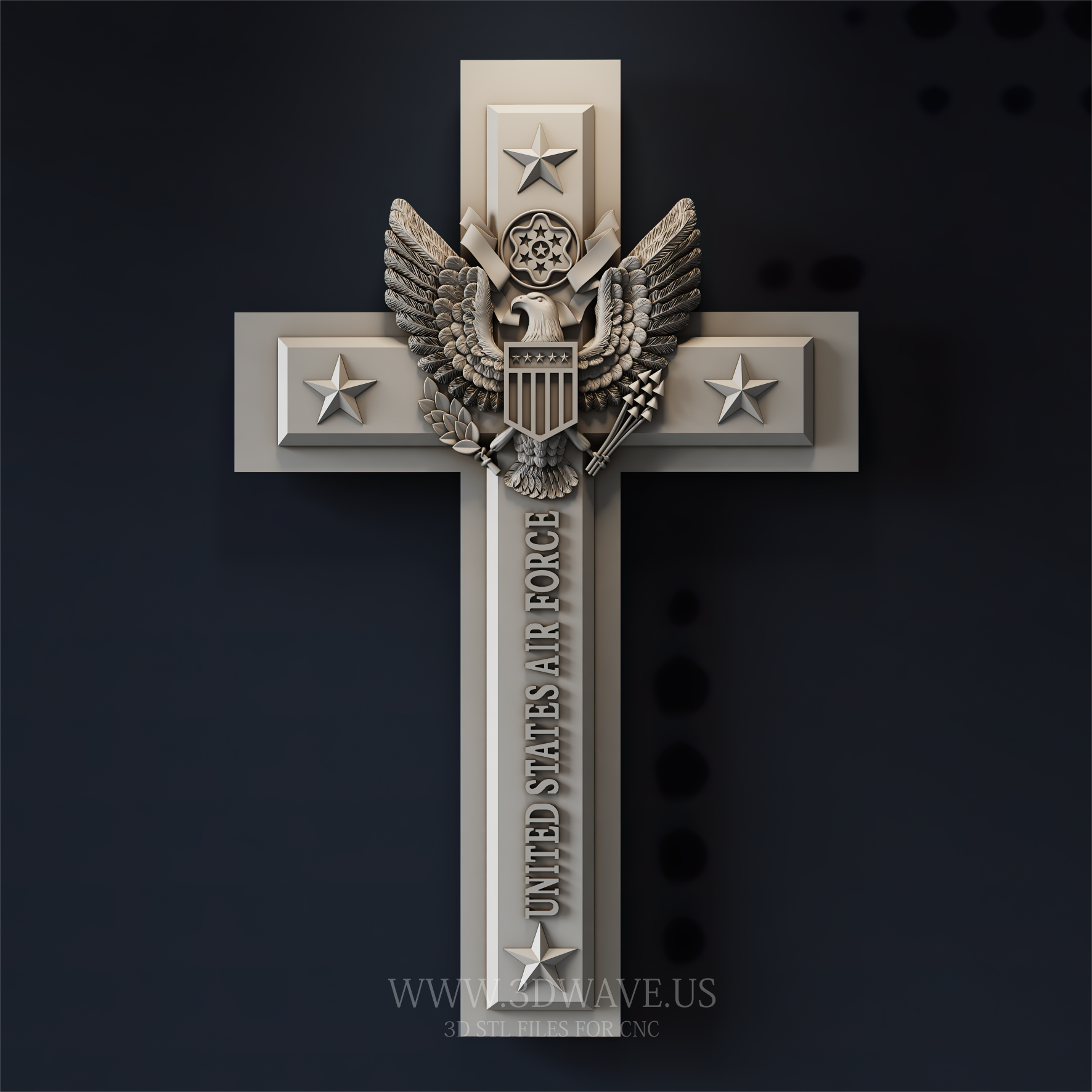 USAF Military Cross STL File | CNC Patriotic Wall Art & Man Cave Decor | Veteran Gift - 3DWave.us